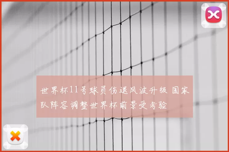 世界杯11号球员伤退风波升级 国家队阵容调整世界杯前景受考验